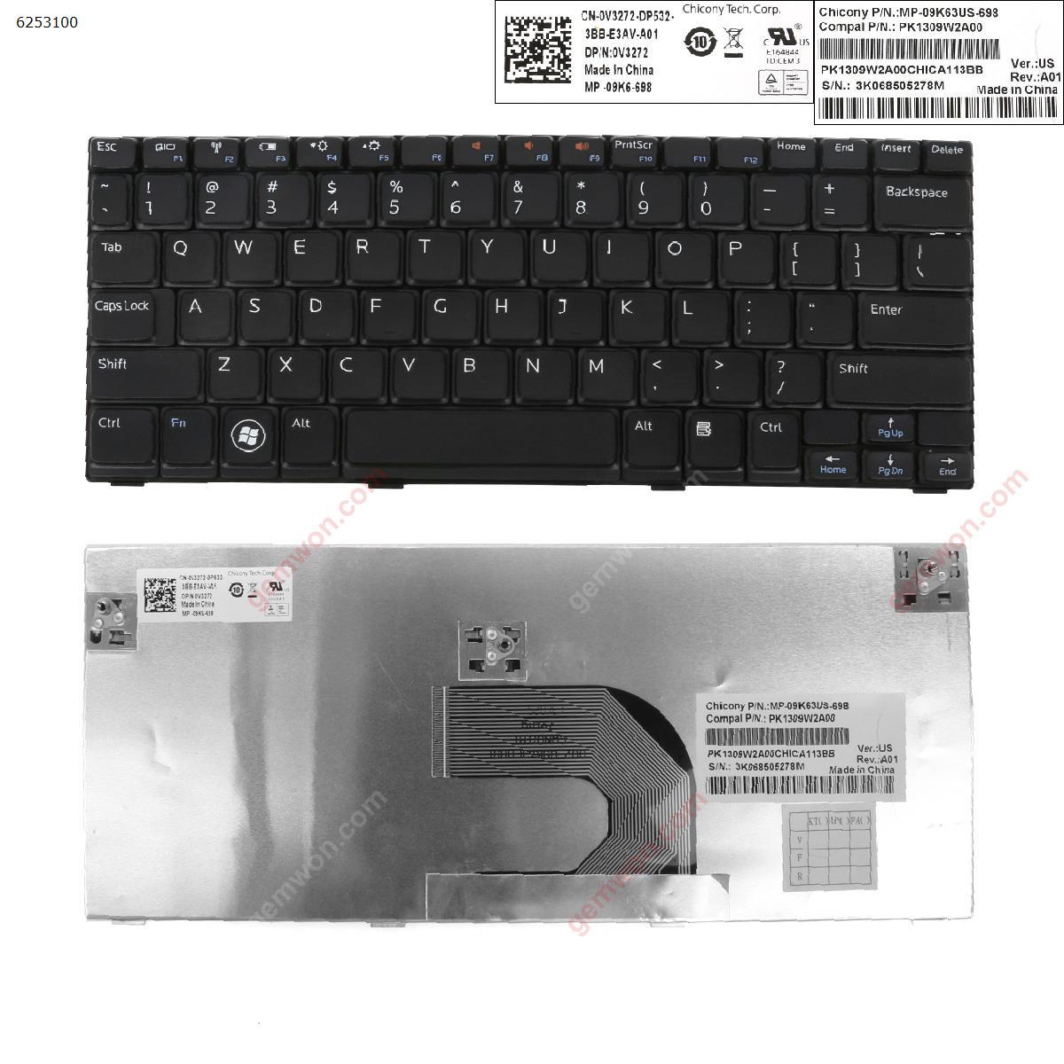 Picture of Laptop Keyboard for DELL Inspiron MINI 1012 1018 BLACK(MINI 10 Series)